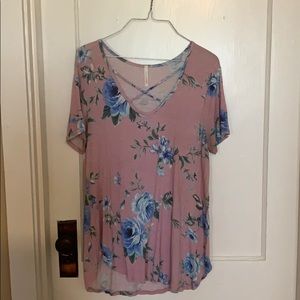 Floral cross cross top